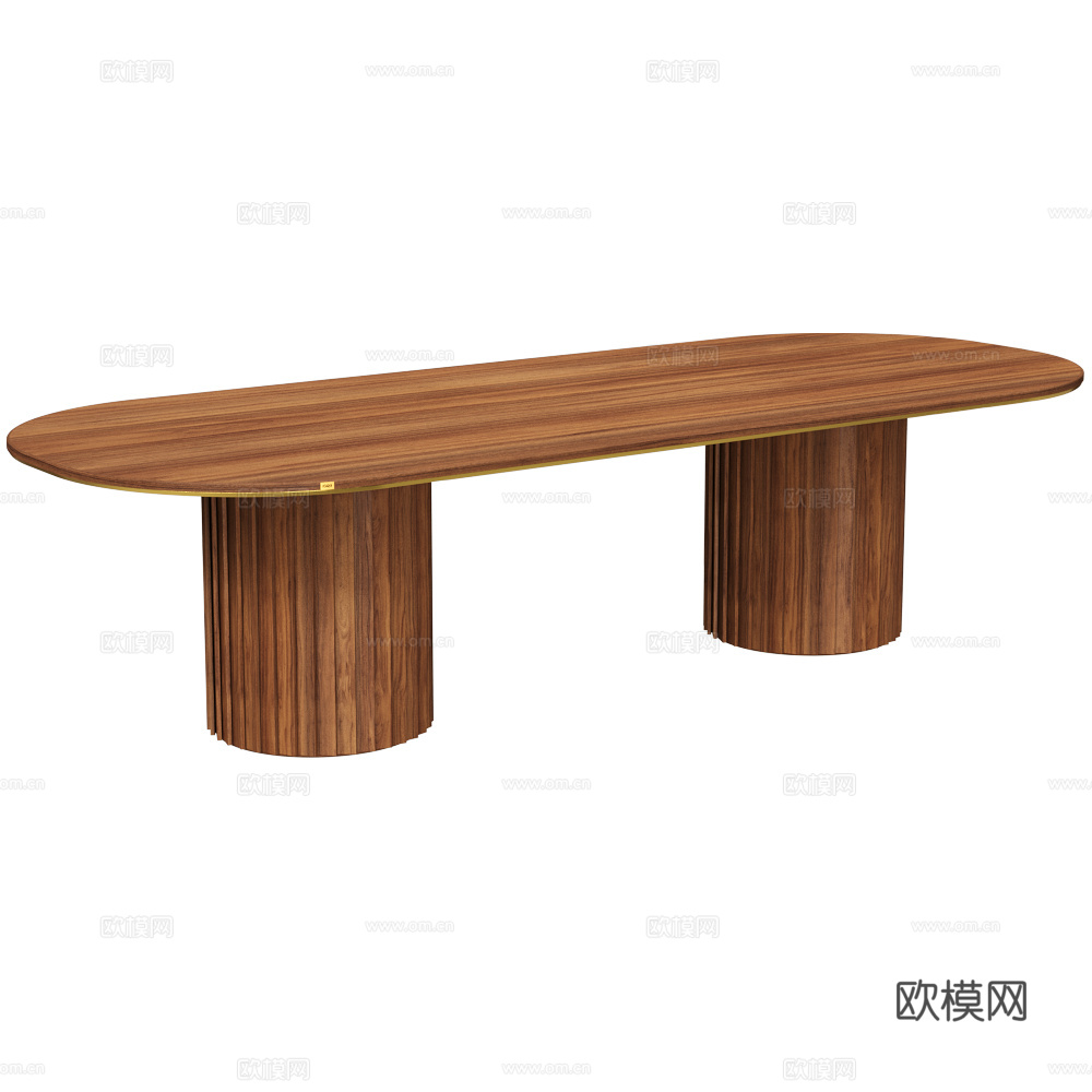 现代意式椭圆实木餐桌3d模型