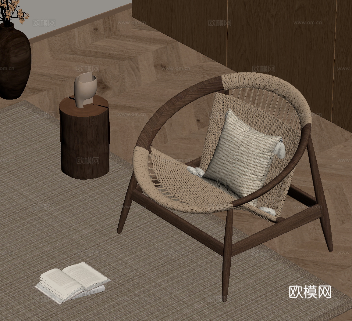休闲椅 中古风休闲椅su模型