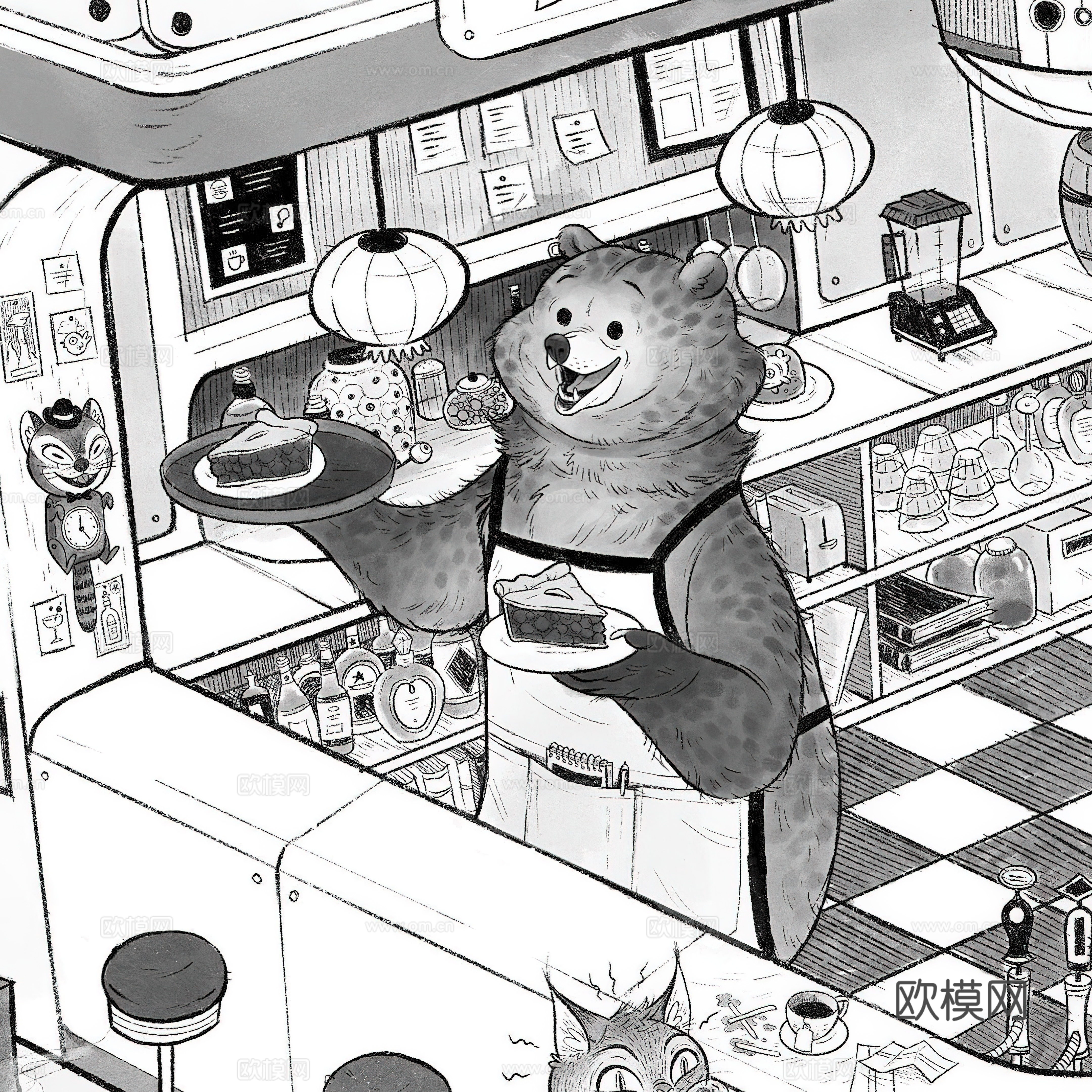 艺术挂画 挂画 装饰画 艺术画 拟人动物下载