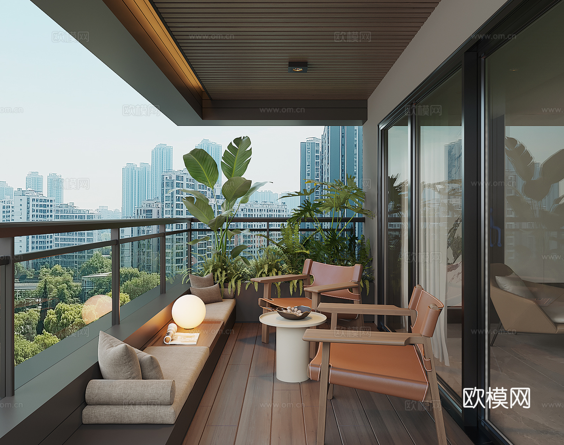 现代阳台花园3d模型