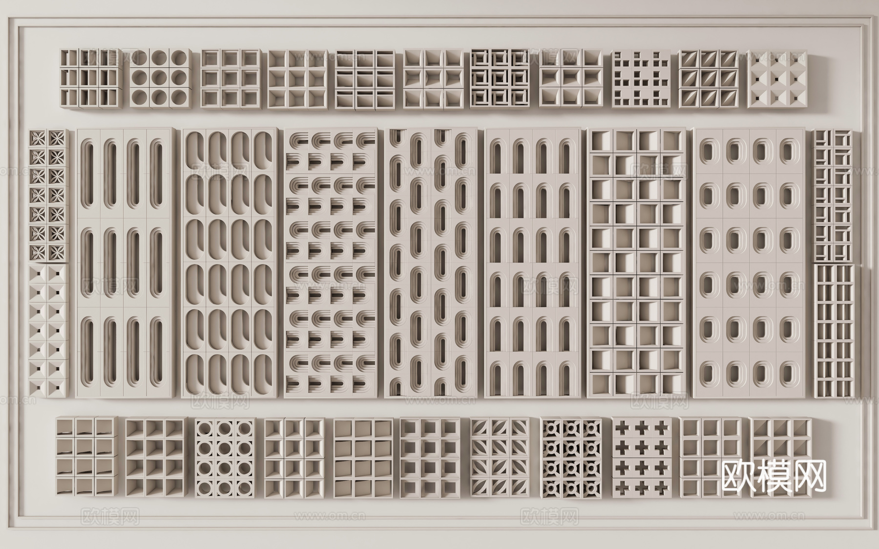 水泥砖镂空隔断 玄关隔断砖墙 预制水泥砖 花砖空心砖屏风 空3d模型