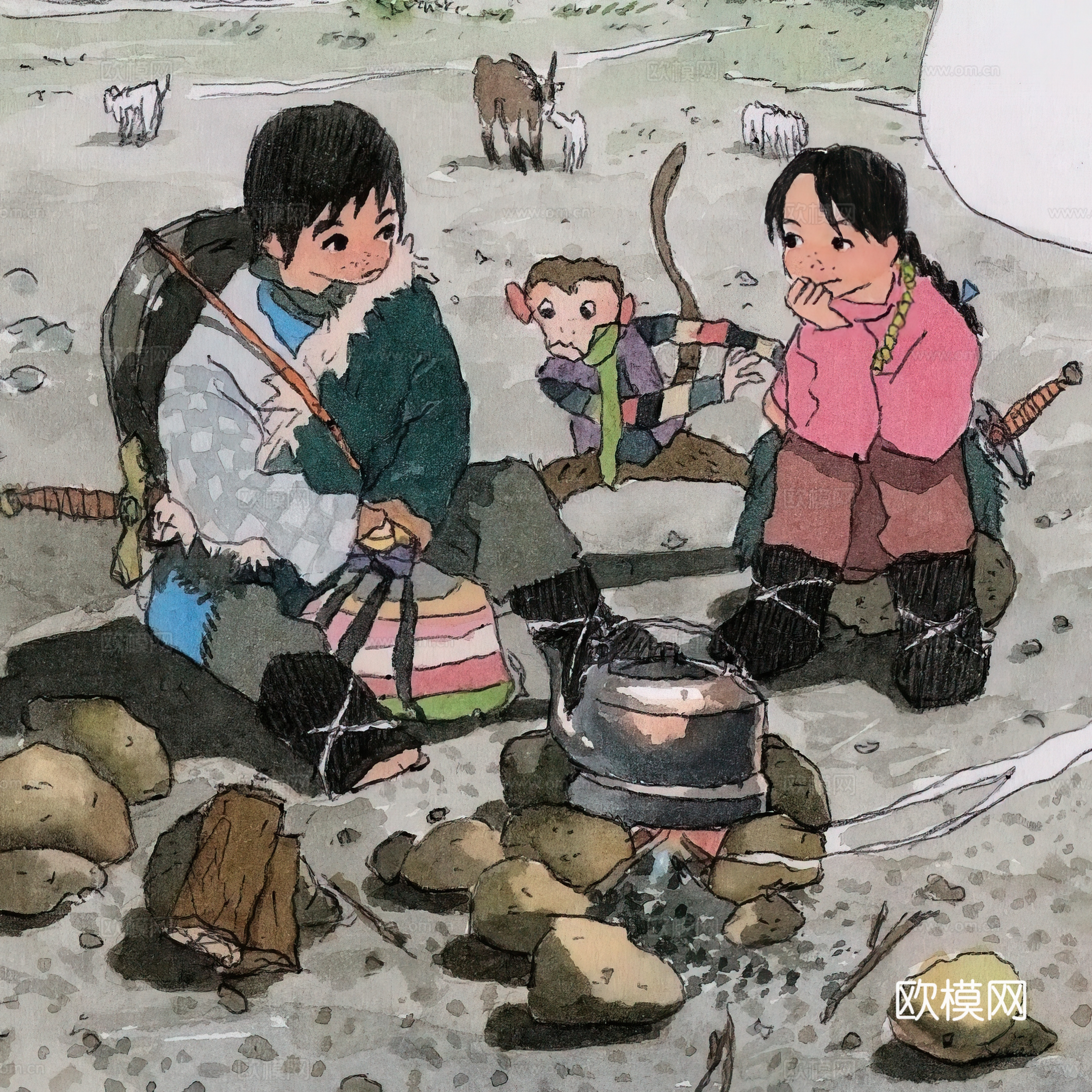 艺术挂画 挂画 装饰画 艺术画水彩插画下载