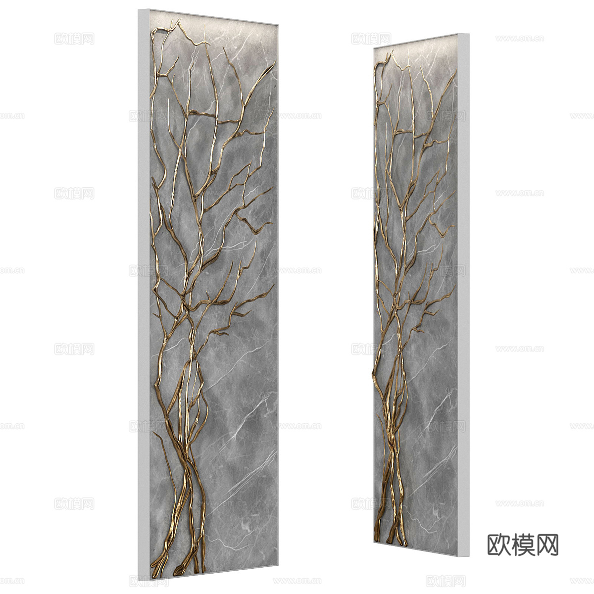 新中式墙饰金属树枝装饰3d模型