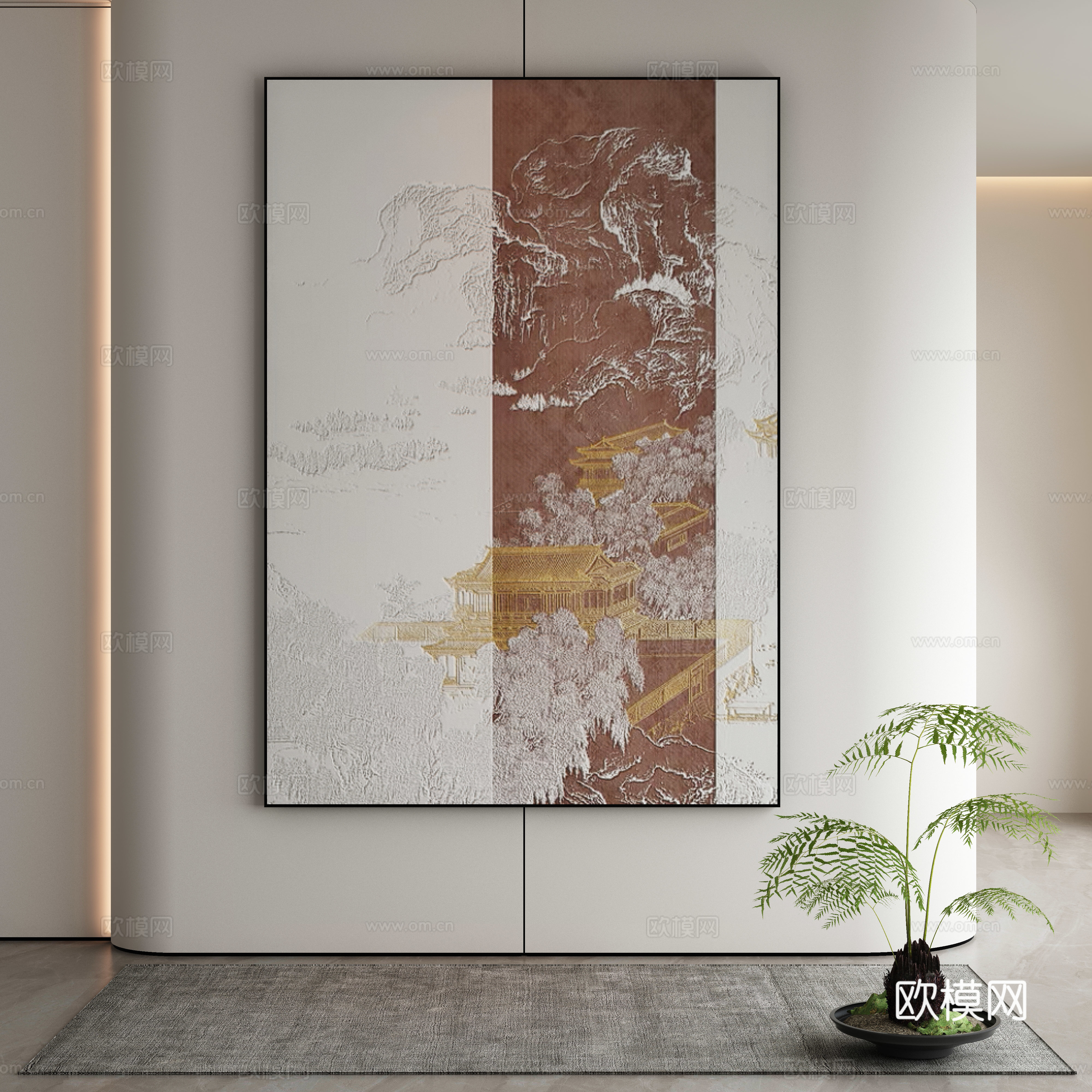 新中式侘寂挂画 油画3d模型