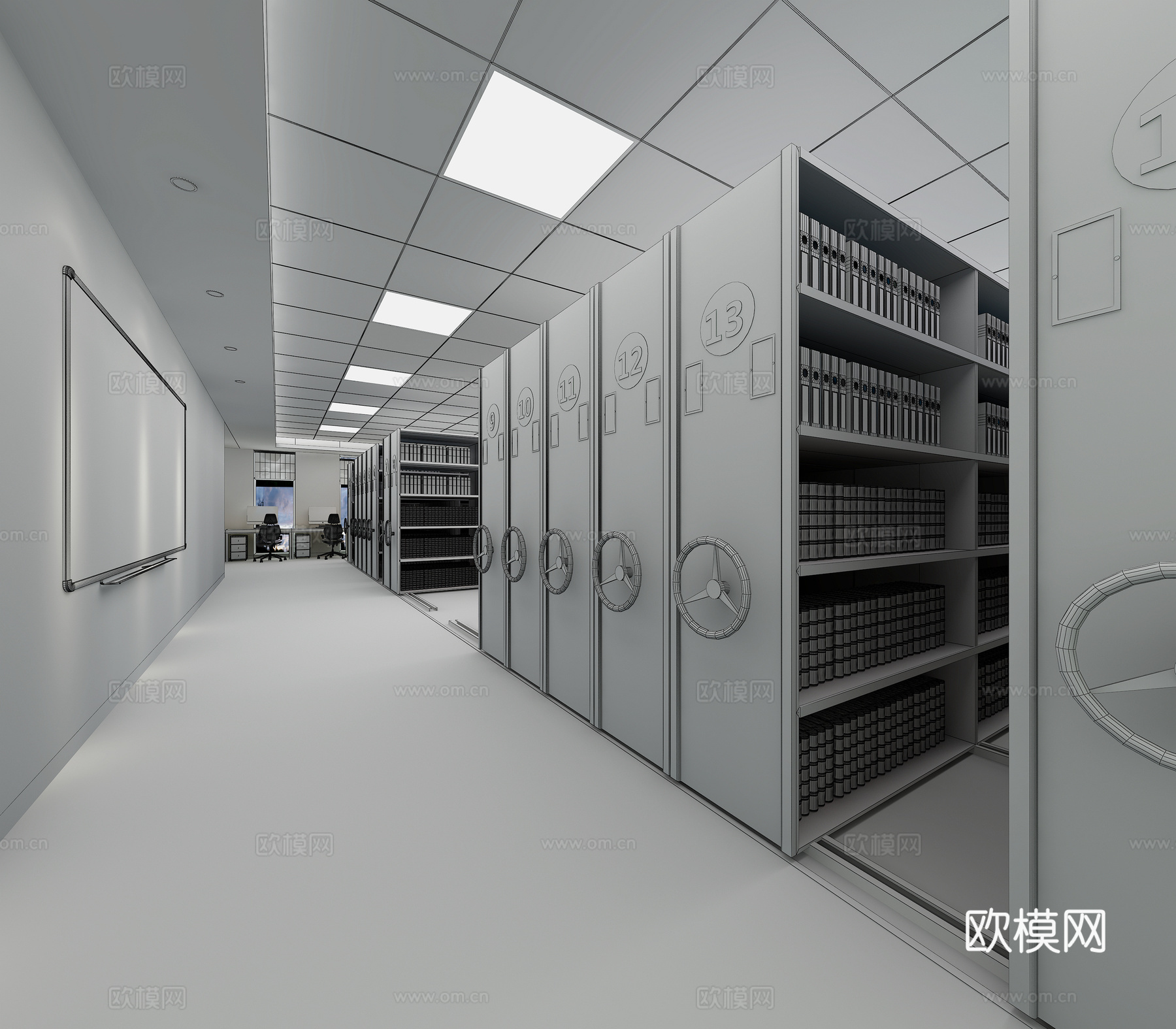 档案室 电子阅览室 图书馆3d模型