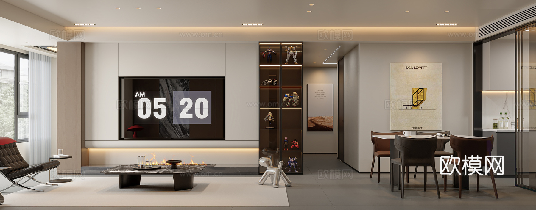 意式轻奢客餐厅3d模型
