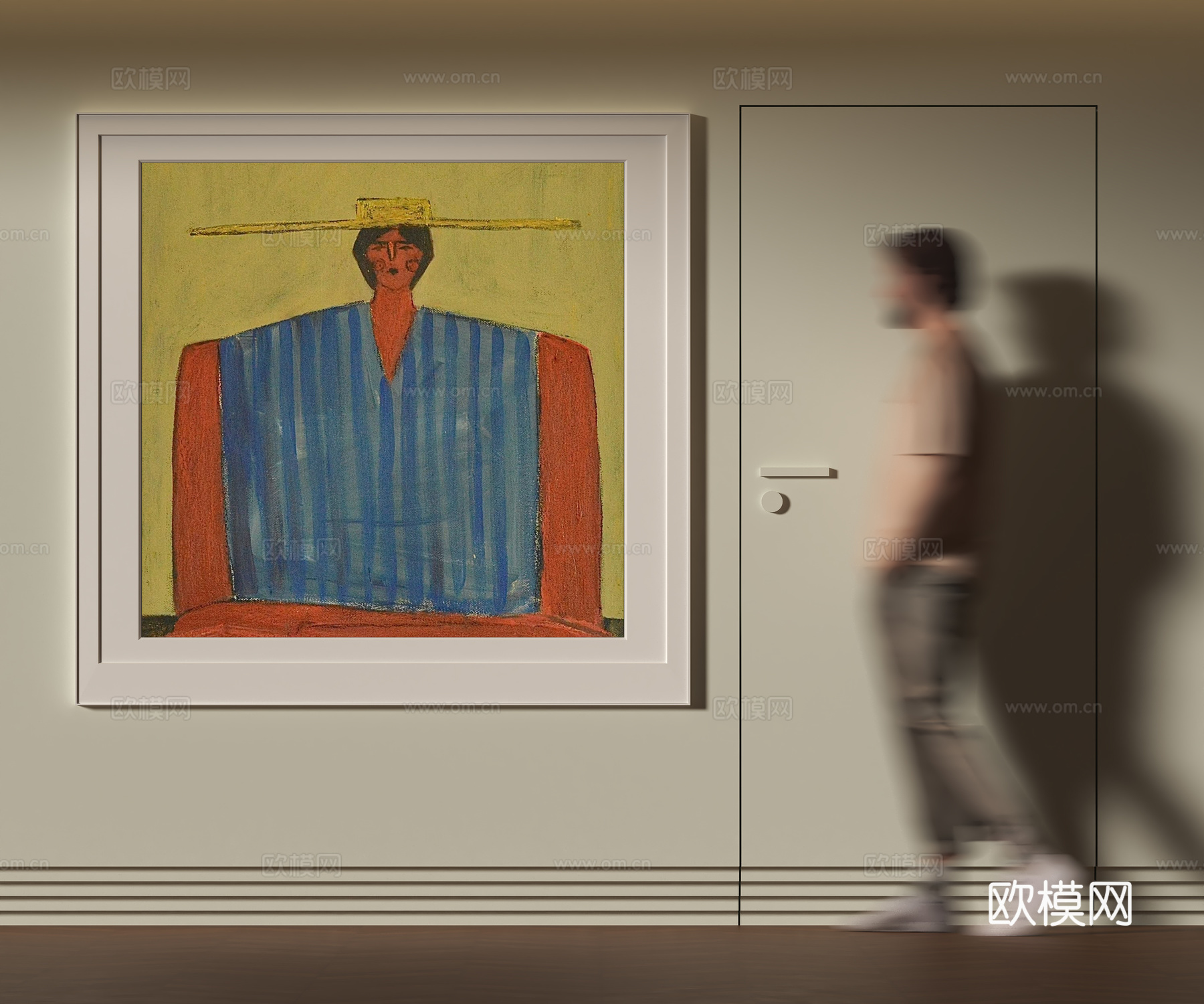 现代抽象人物挂画su模型