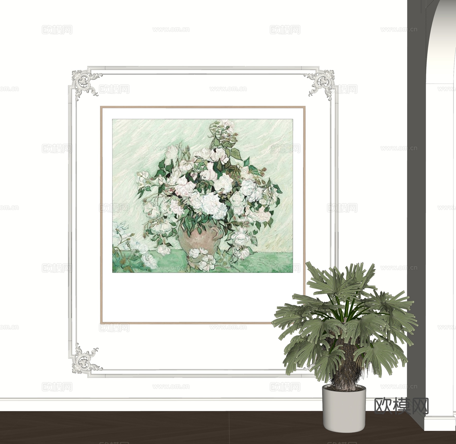 北欧装饰挂画 花卉植物su模型