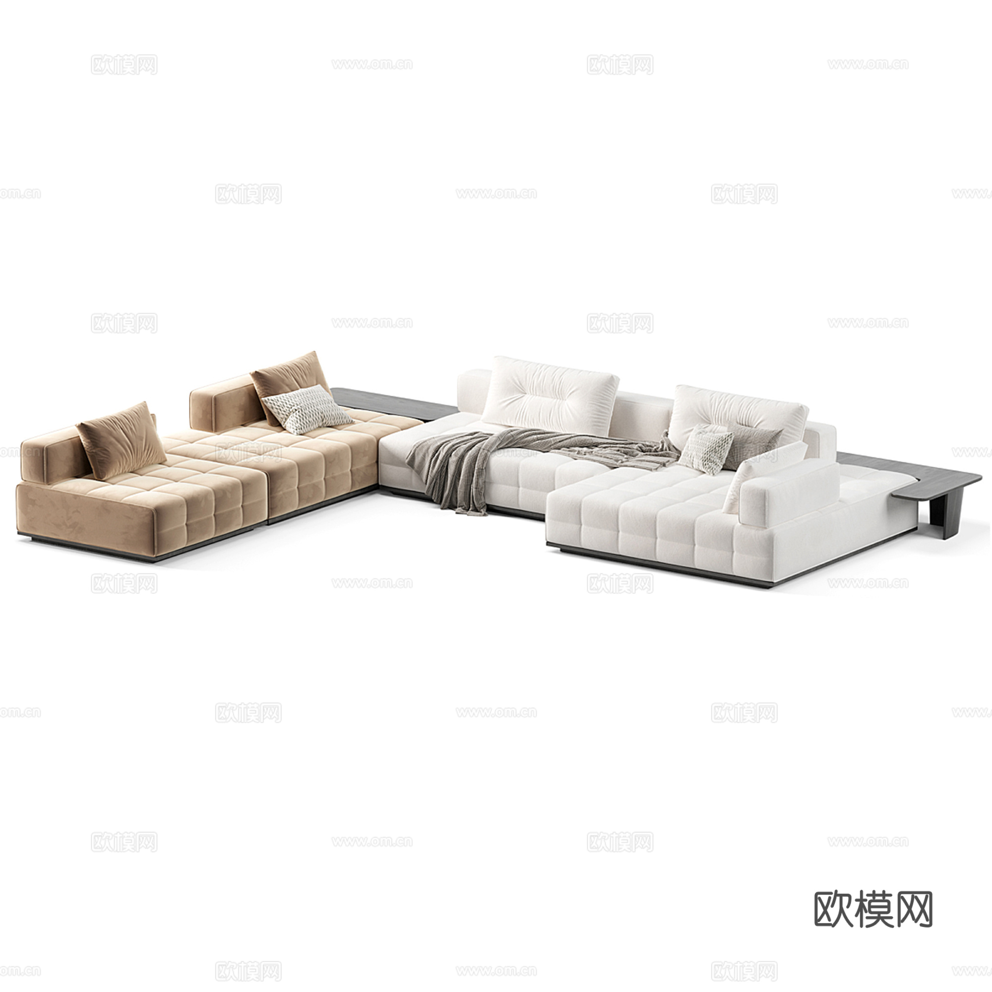 现代皮质多人沙发su模型