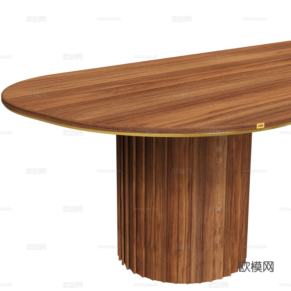 现代意式椭圆实木餐桌3d模型
