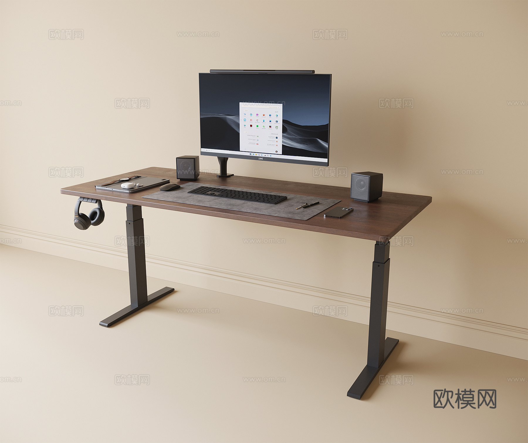 现代升降书桌椅 书桌3d模型