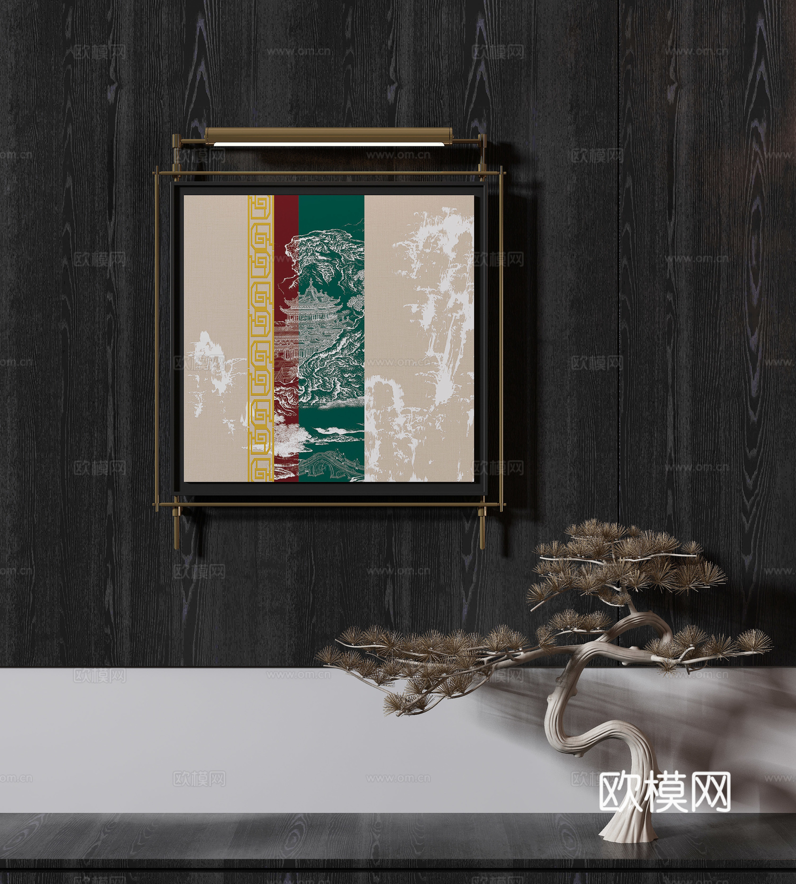 新中式侘寂挂画 油画3d模型