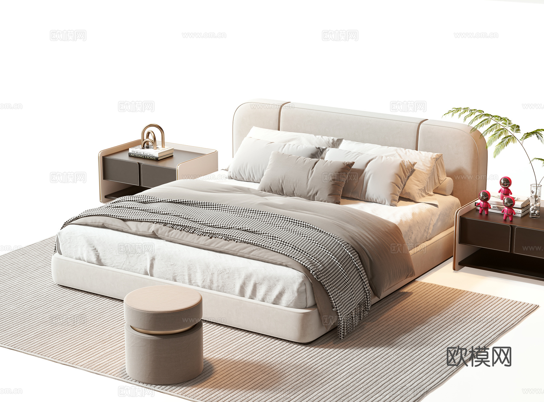 Minotti现代双人床3d模型