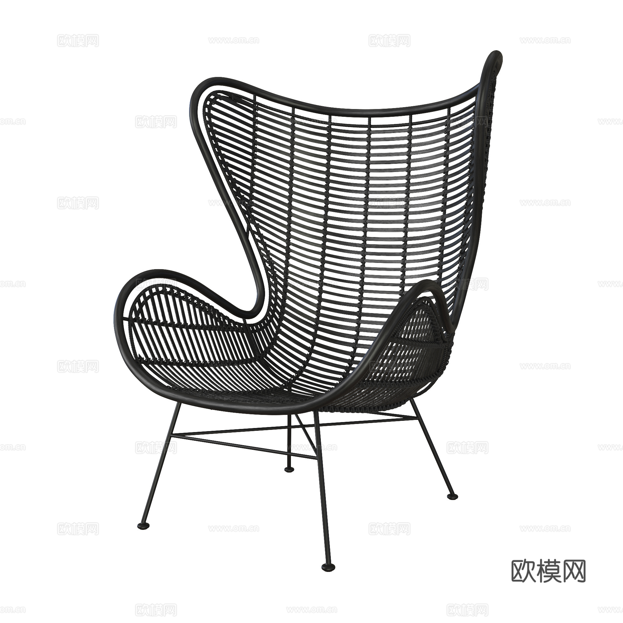 现代意式藤编休闲椅3d模型