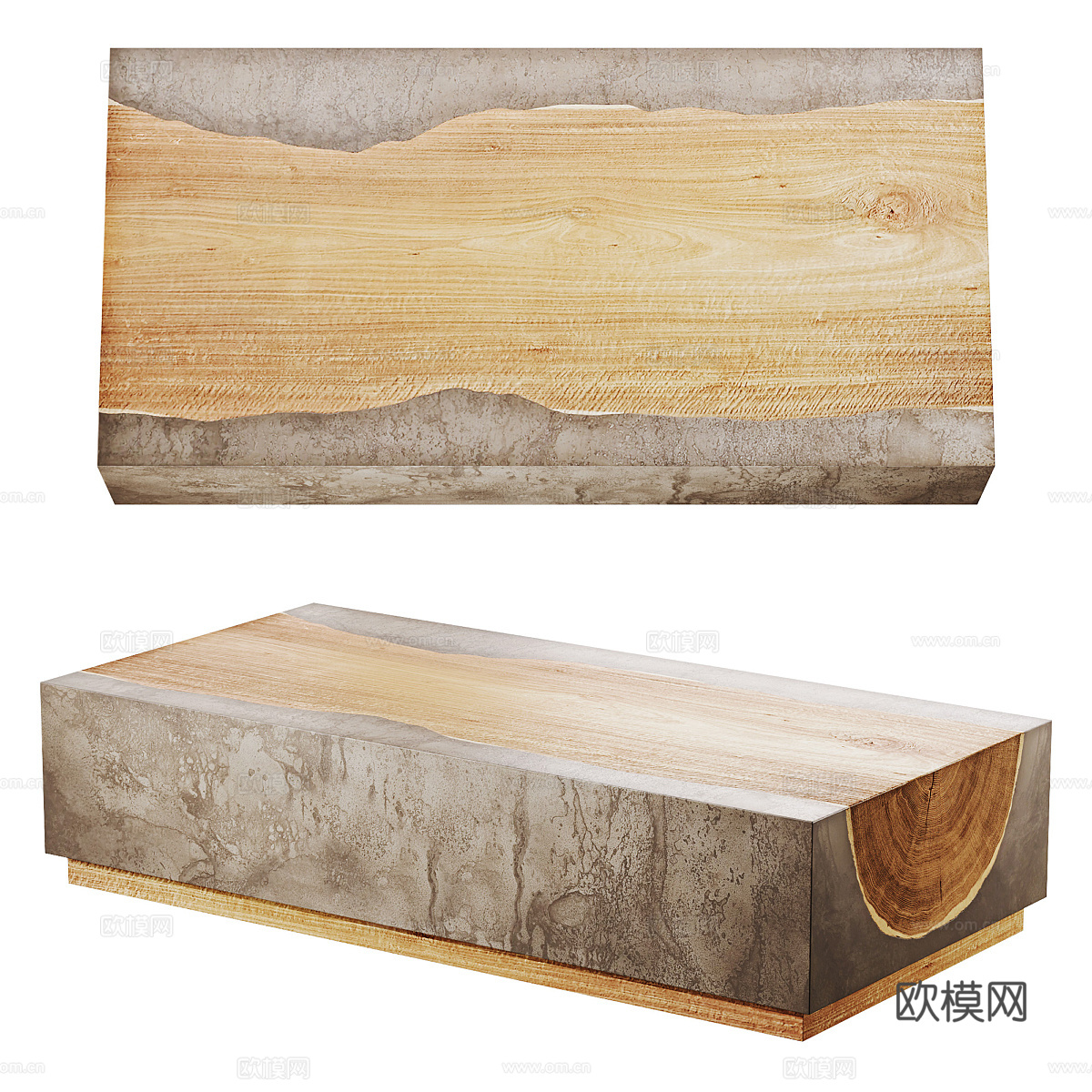 新中式侘寂实木茶几3d模型