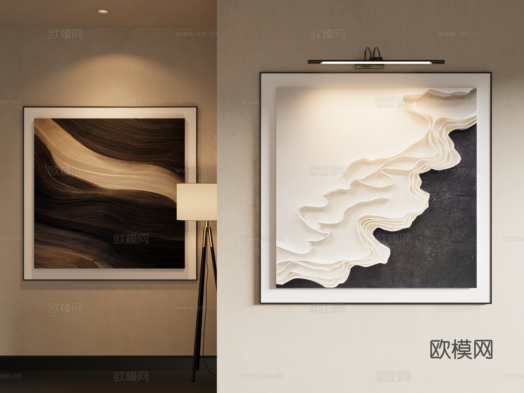 现代意式抽象挂画3d模型