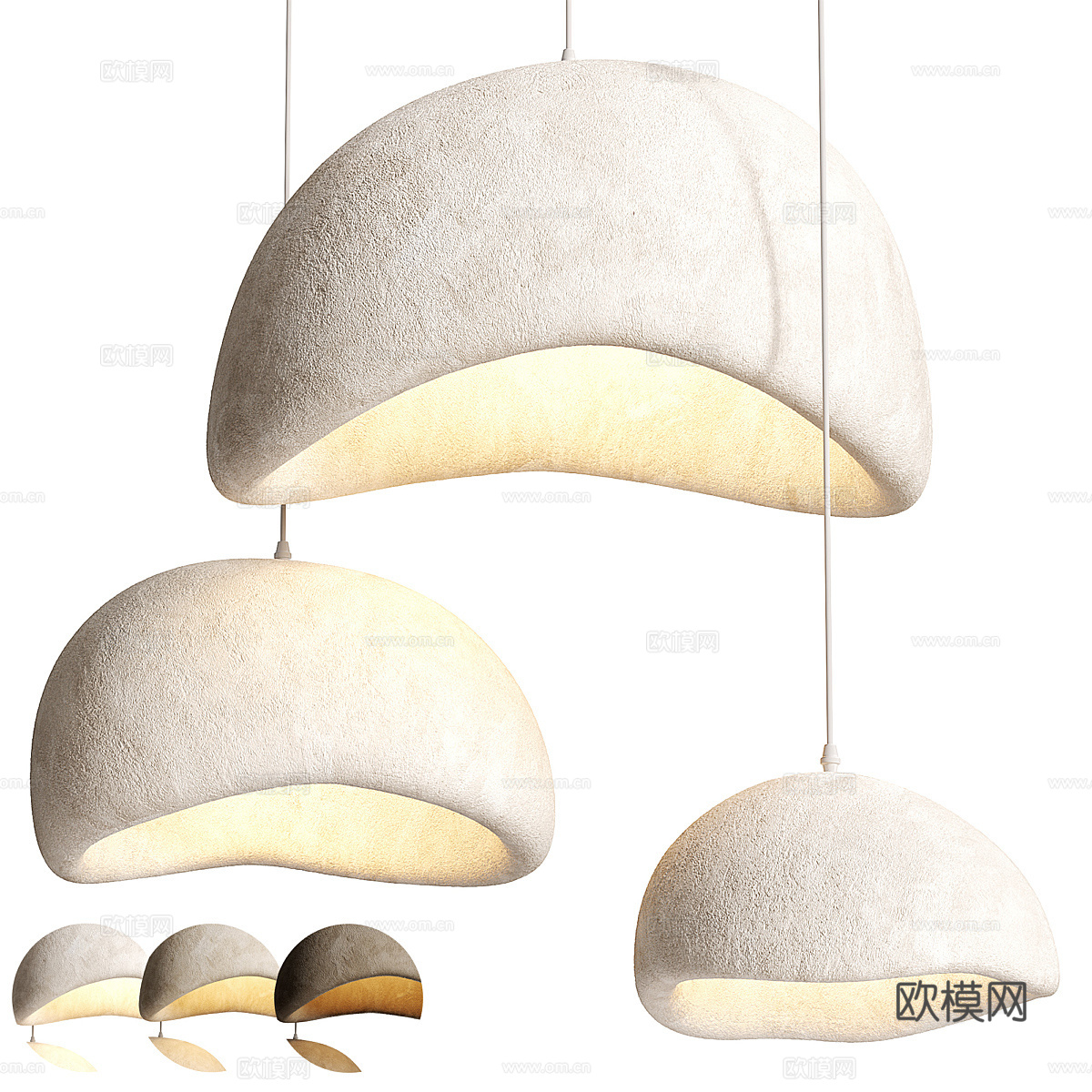 新中式侘寂陶制装饰吊灯3d模型