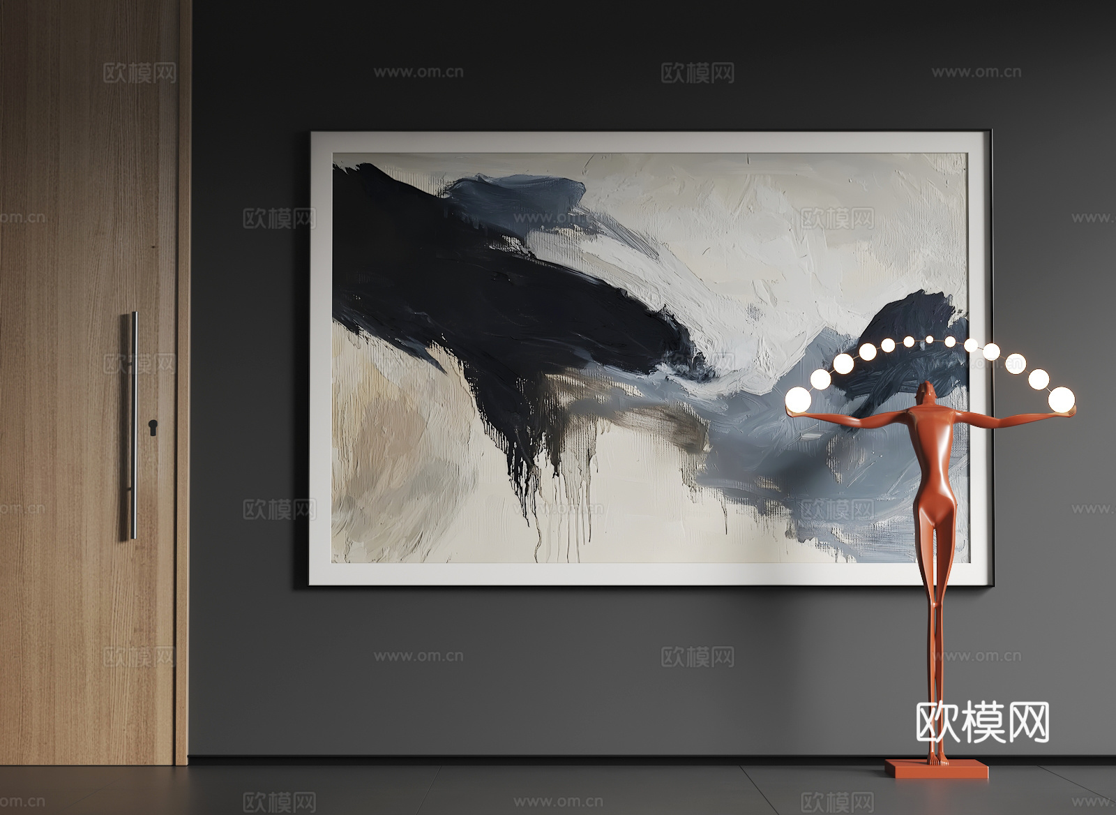 现代大幅挂画  现代抽象挂画  现代简约挂画3d模型