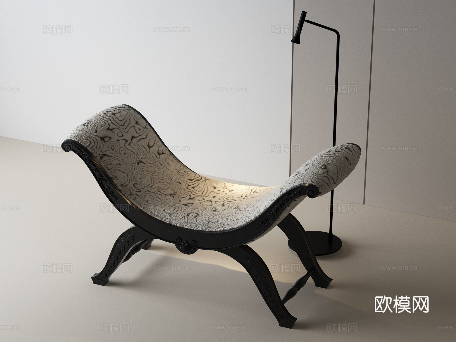 美式中古沙发凳 法式中古沙发凳3d模型