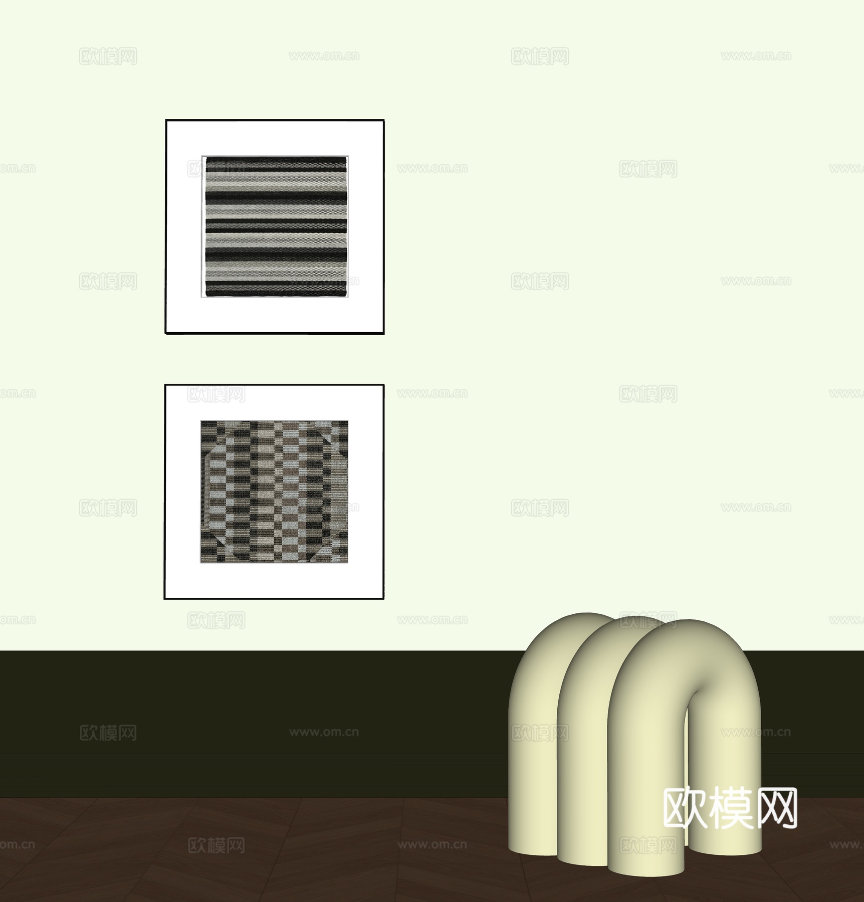 现代装饰挂画组合su模型
