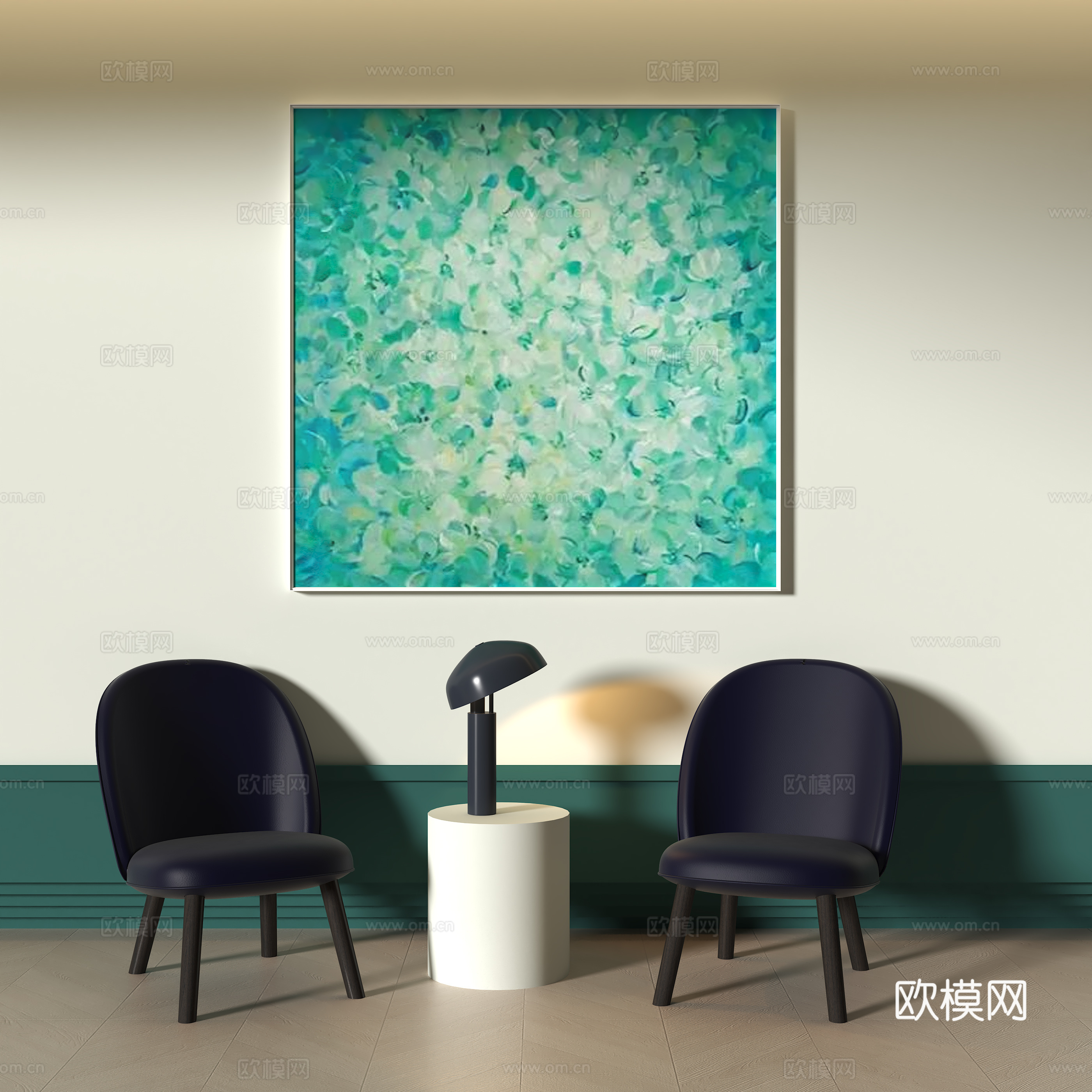 现代装饰挂画 休闲桌椅su模型