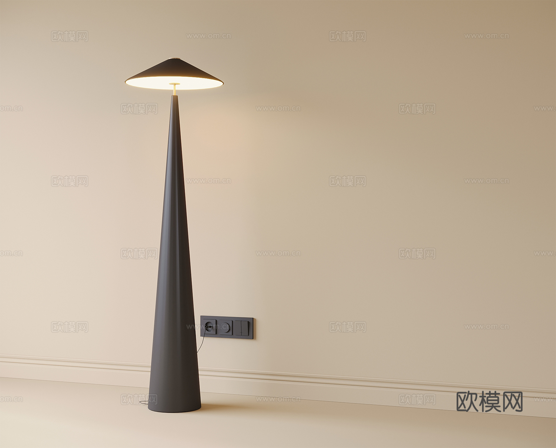 现代落地灯su模型下载（渲染图1）