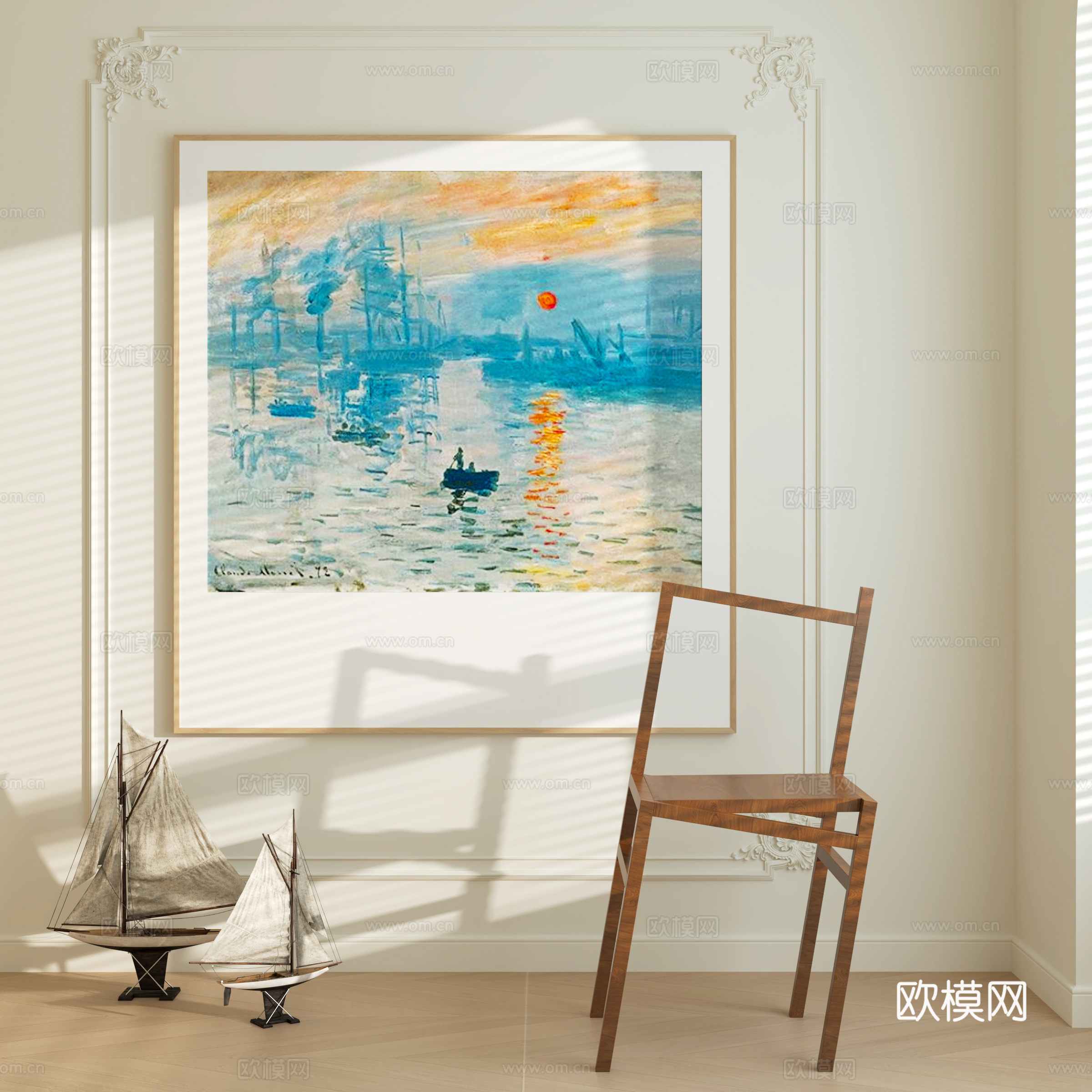 北欧风景油画su模型