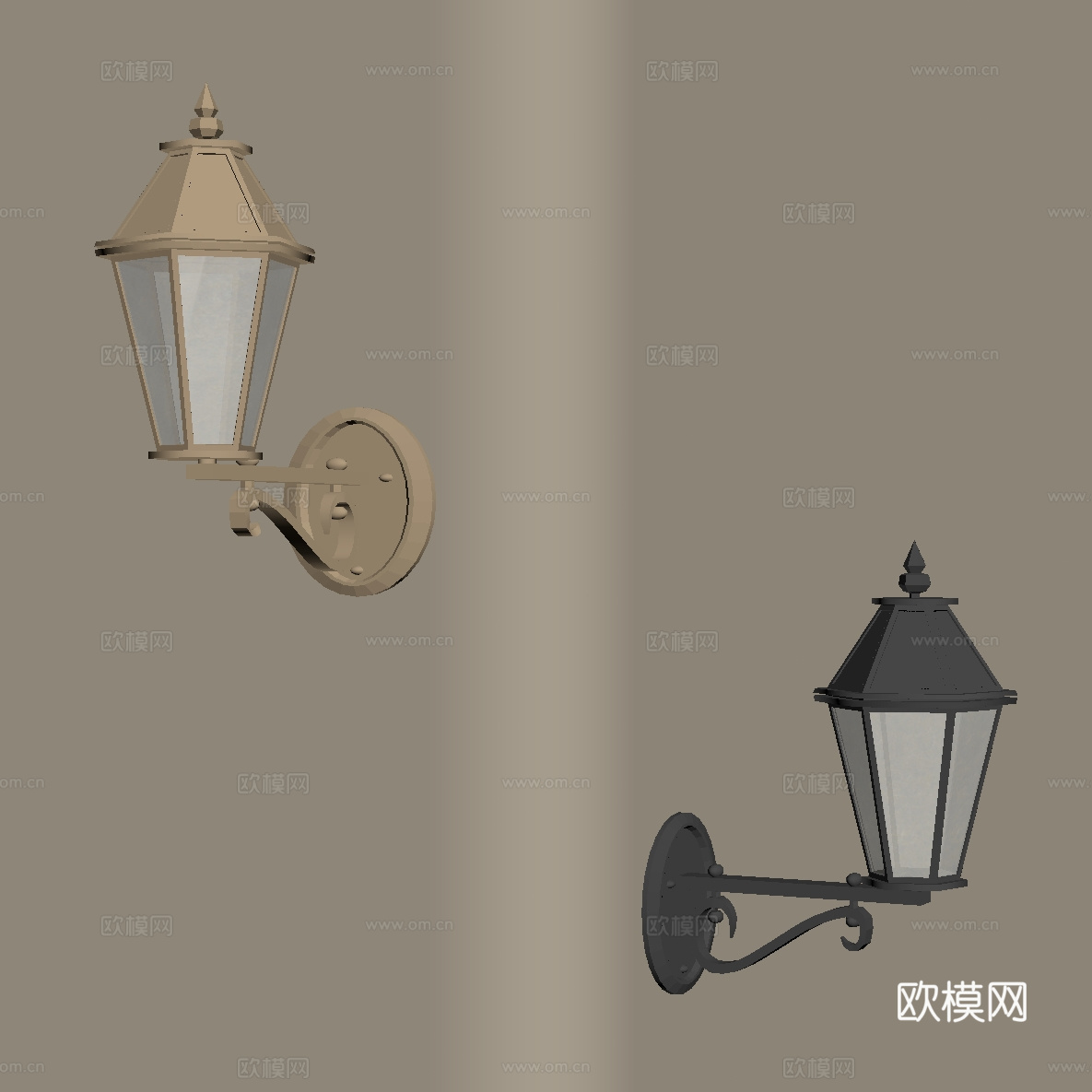 新中式 复古 金属壁灯 户外壁灯 壁灯 床头壁灯su模型