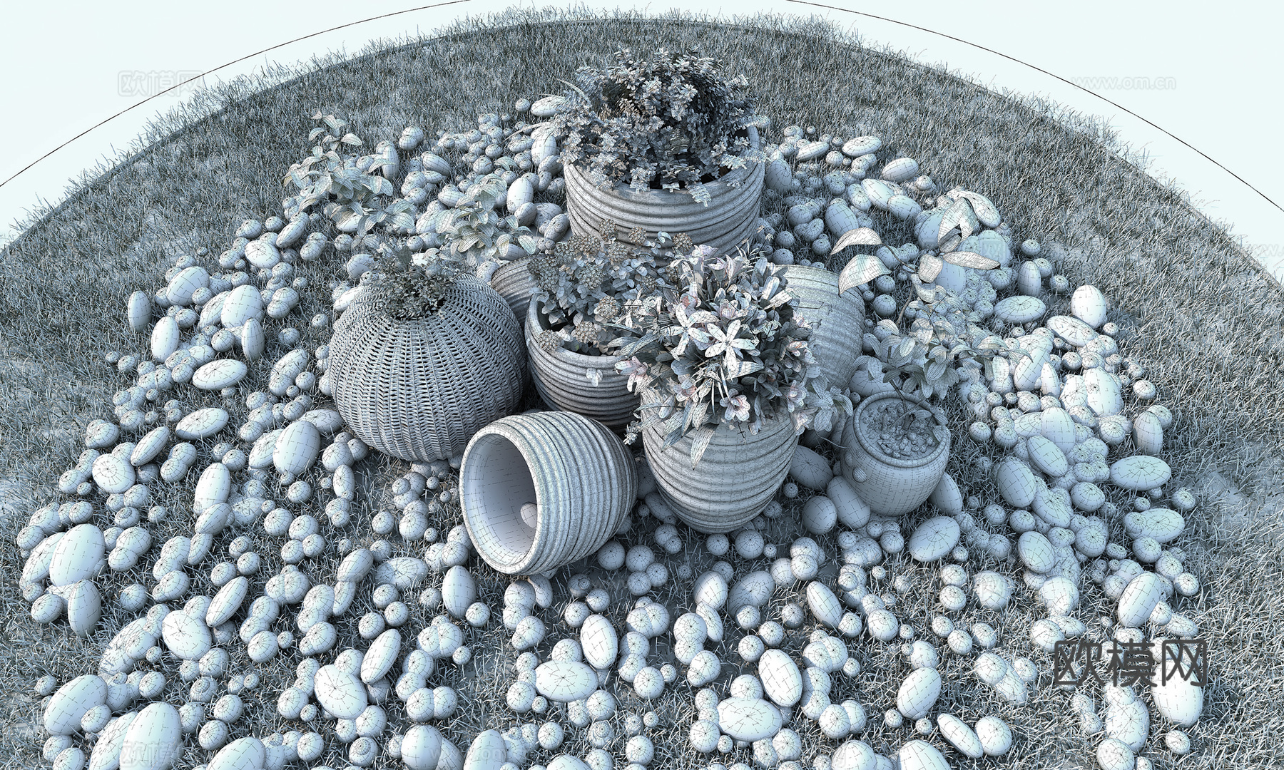 园艺小品 景观小品 陶罐3d模型