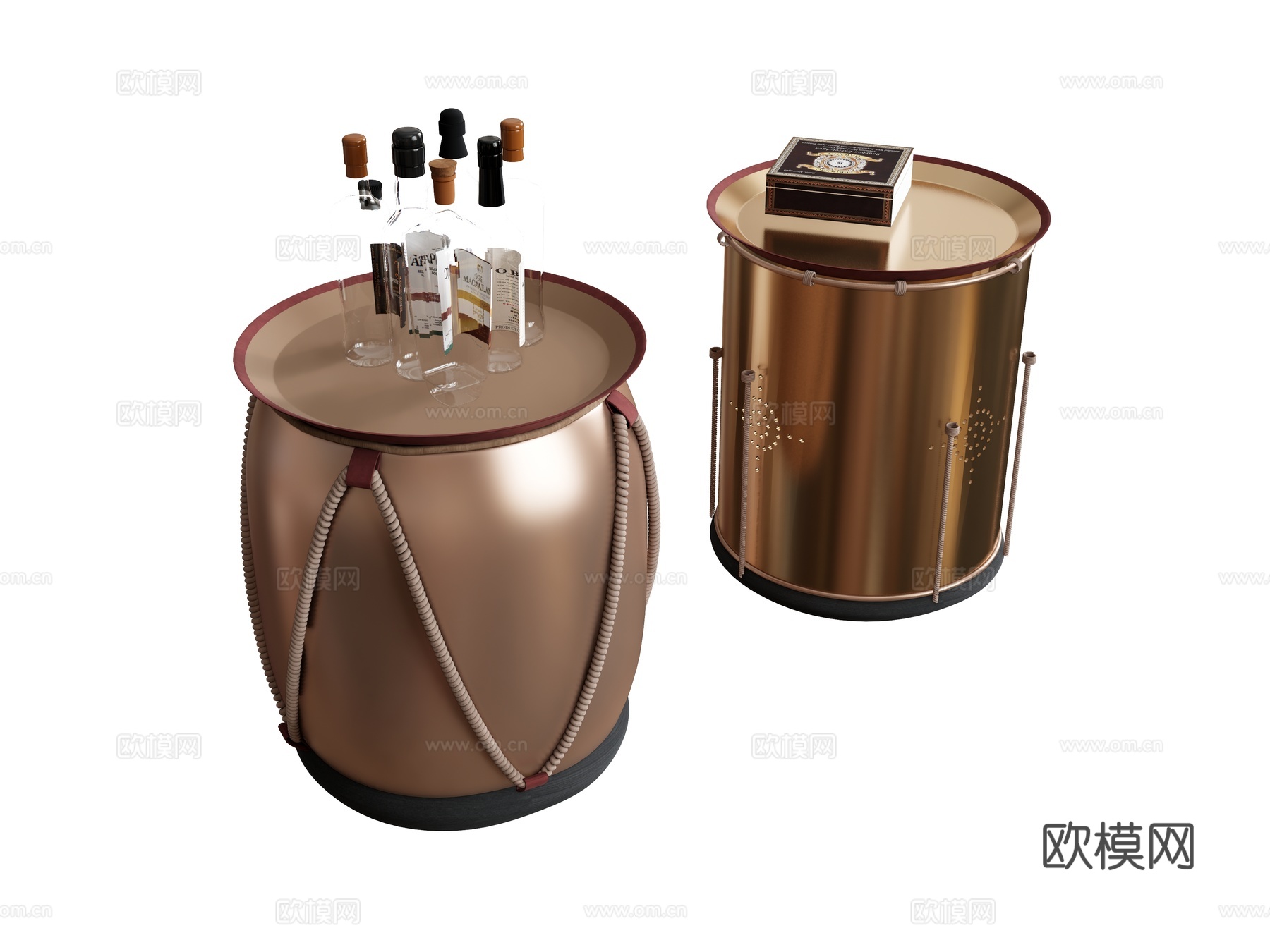 茶几边几艾卓   矮桌金属茶几   圆形边几su模型