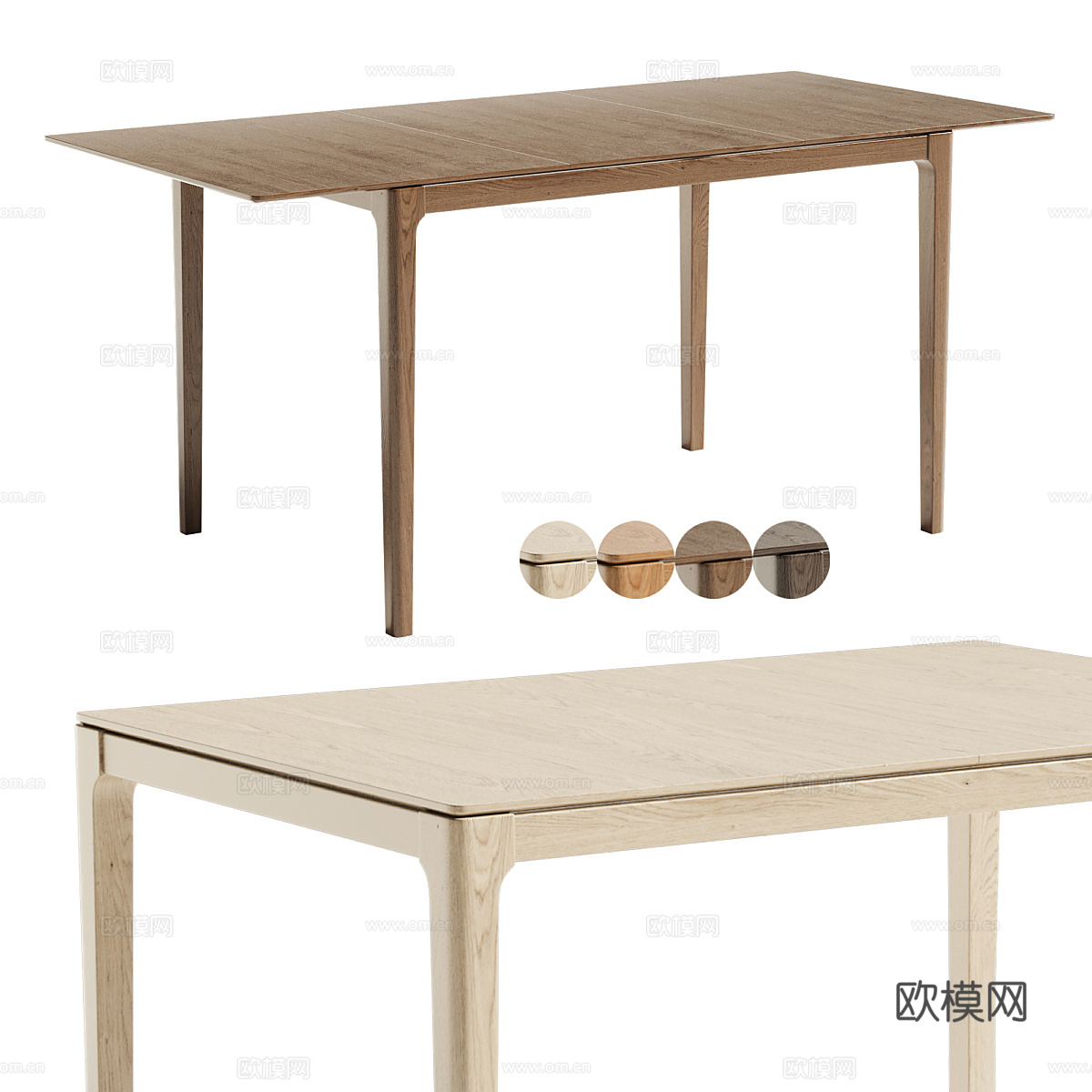 现代意式实木餐桌3d模型