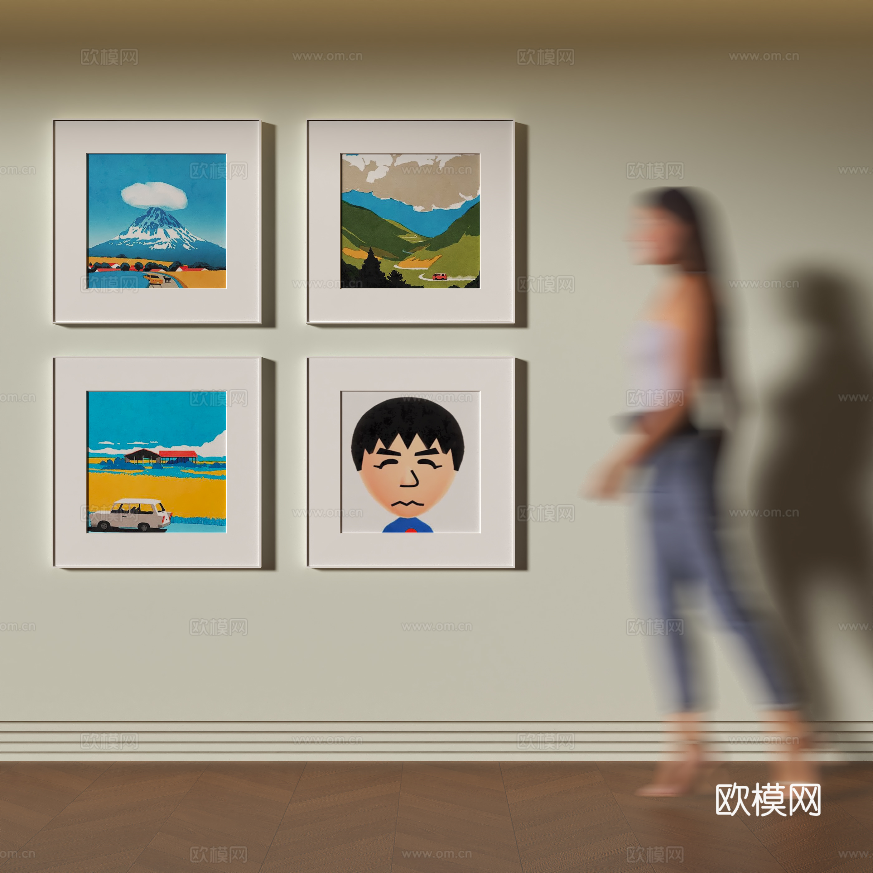 现代装饰挂画组合su模型