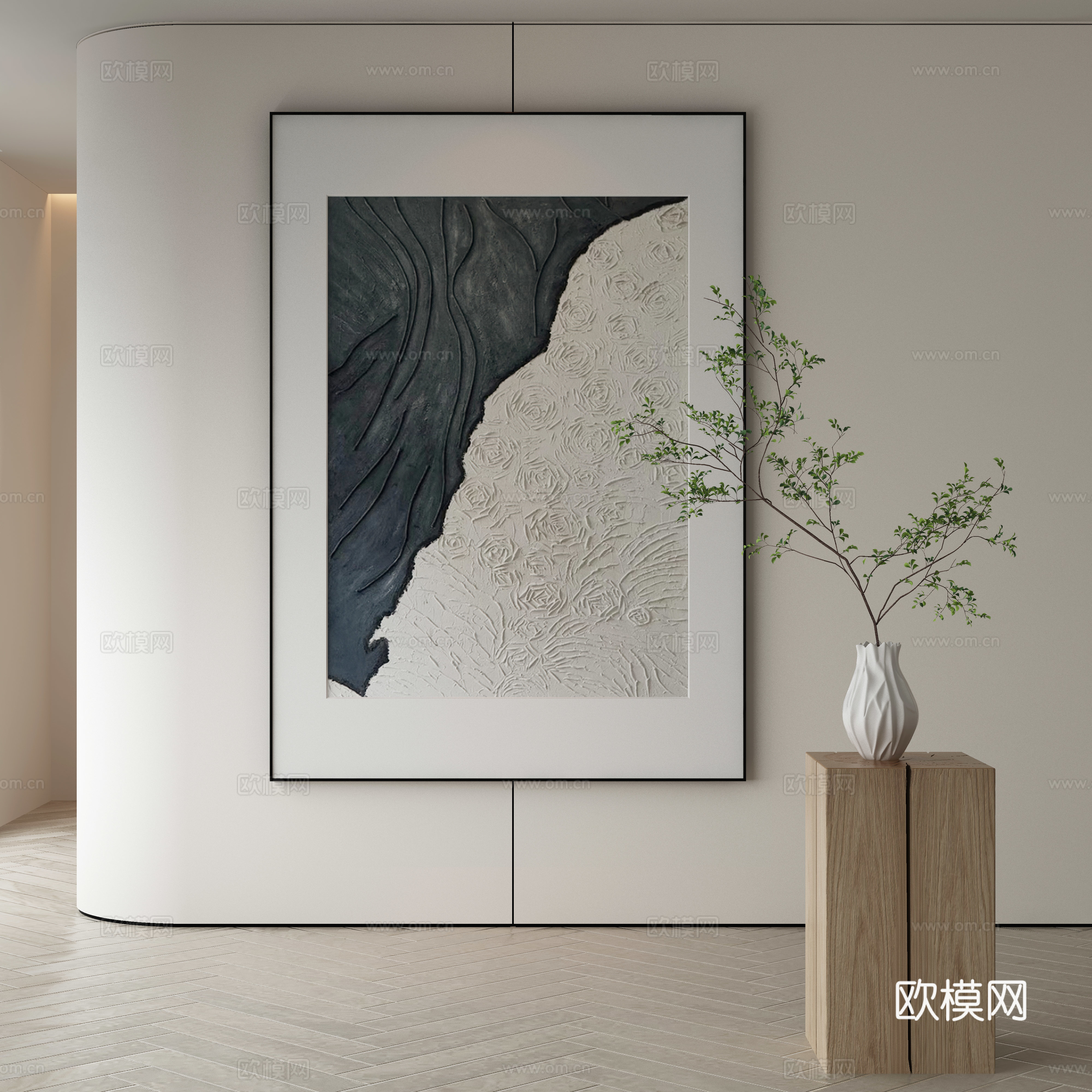 现代侘寂挂画 油画3d模型