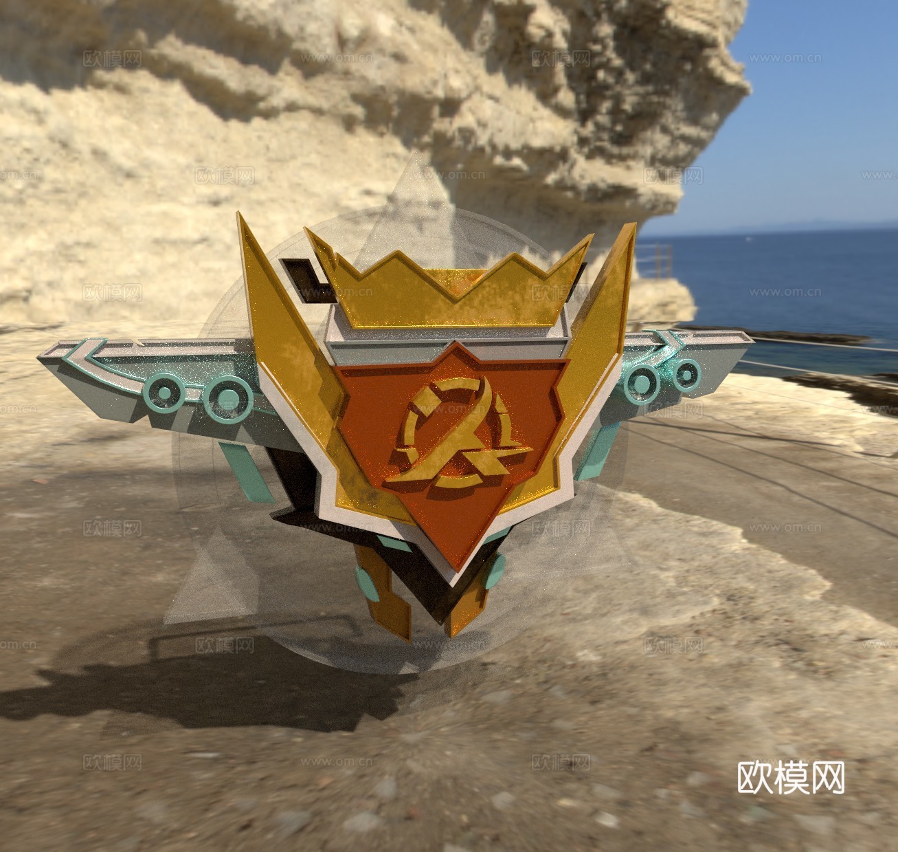 现代徽章摆件免费3d模型 机器徽章3d模型