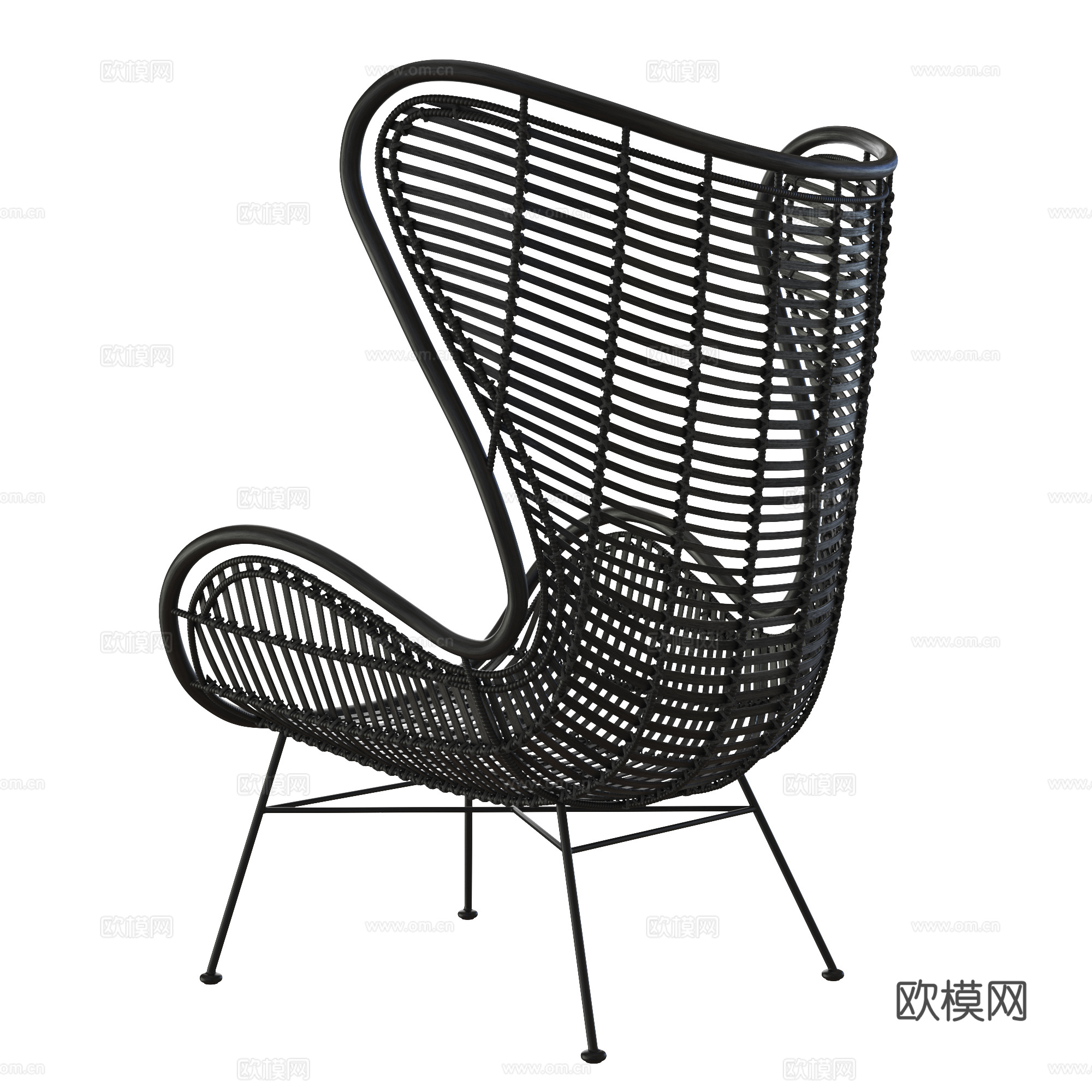 现代意式藤编休闲椅3d模型