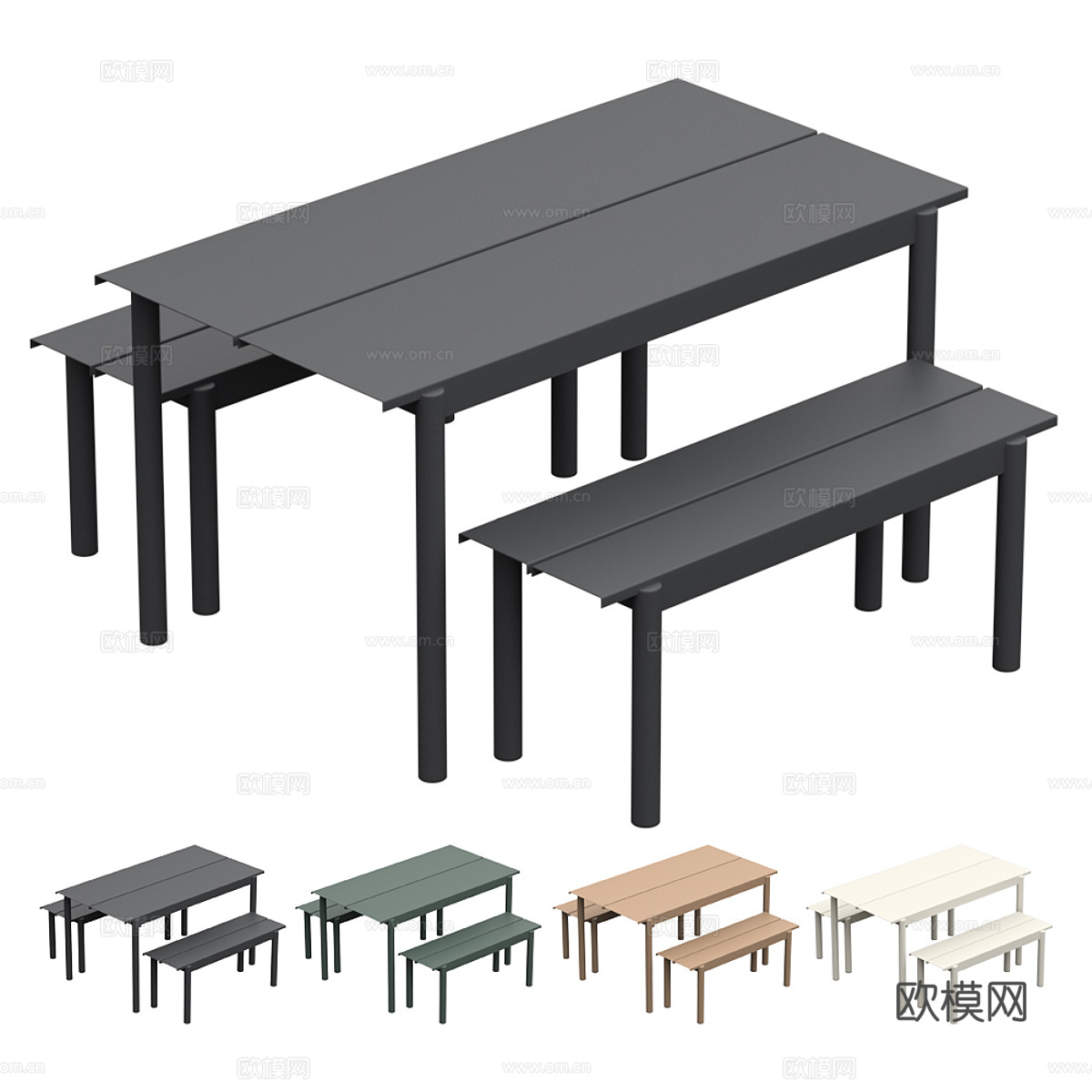 现代意式极简户外桌椅3d模型