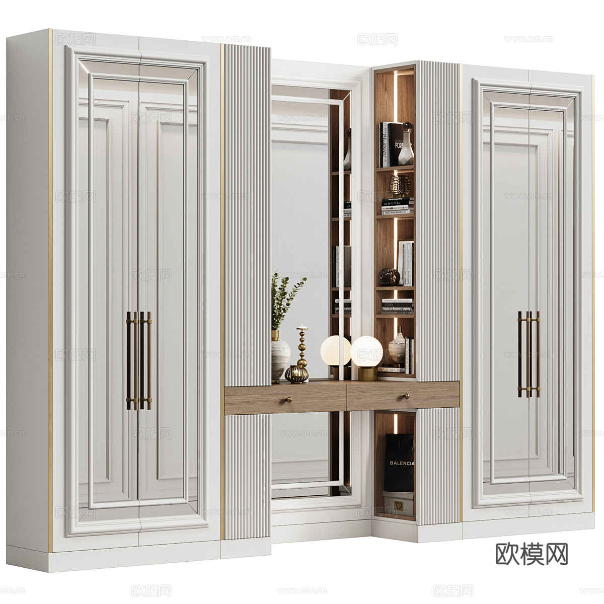 新古典主义轻奢衣柜梳妆台3d模型