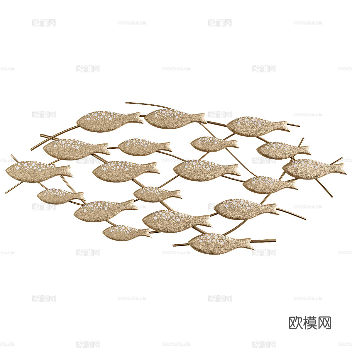 现代轻奢金属鱼挂饰3d模型