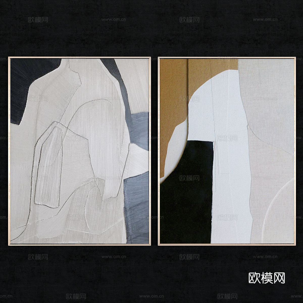 现代意式装饰挂画3d模型
