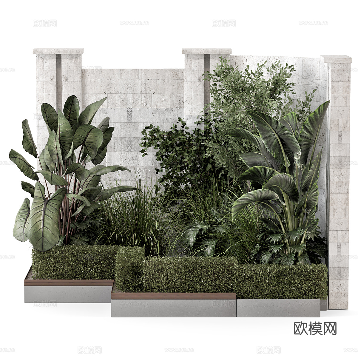 现代意式庭院局部景观3d模型