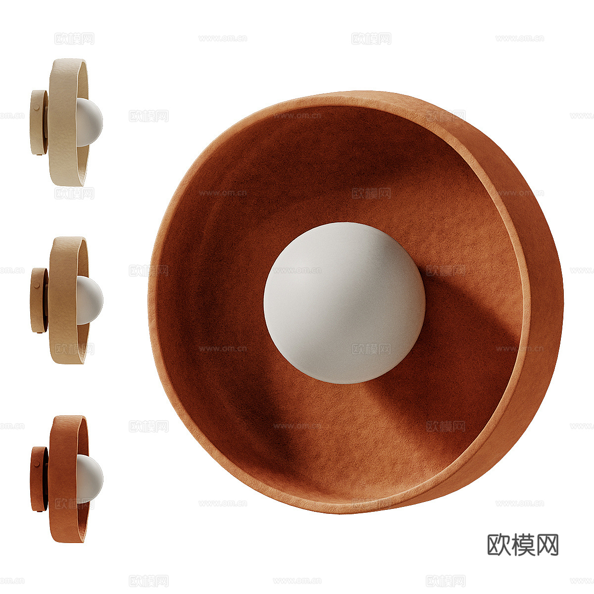 现代侘寂奶油风陶制装饰壁灯3d模型