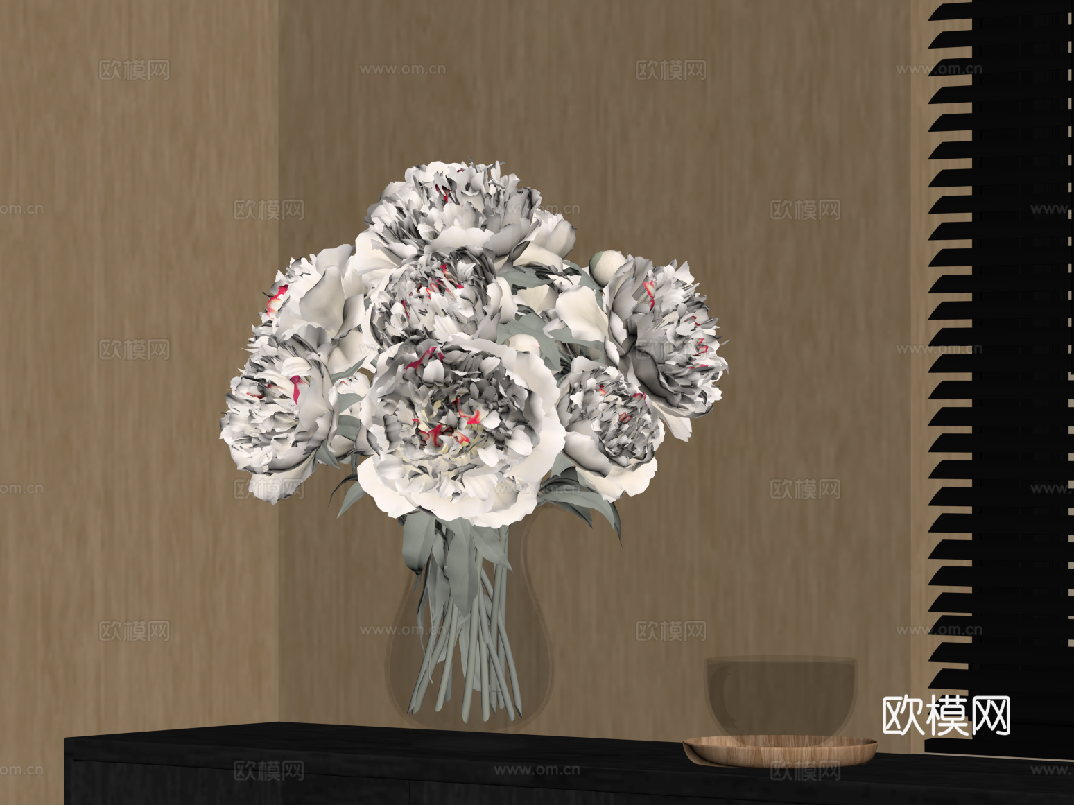 现代花瓶 鲜花 花艺su模型