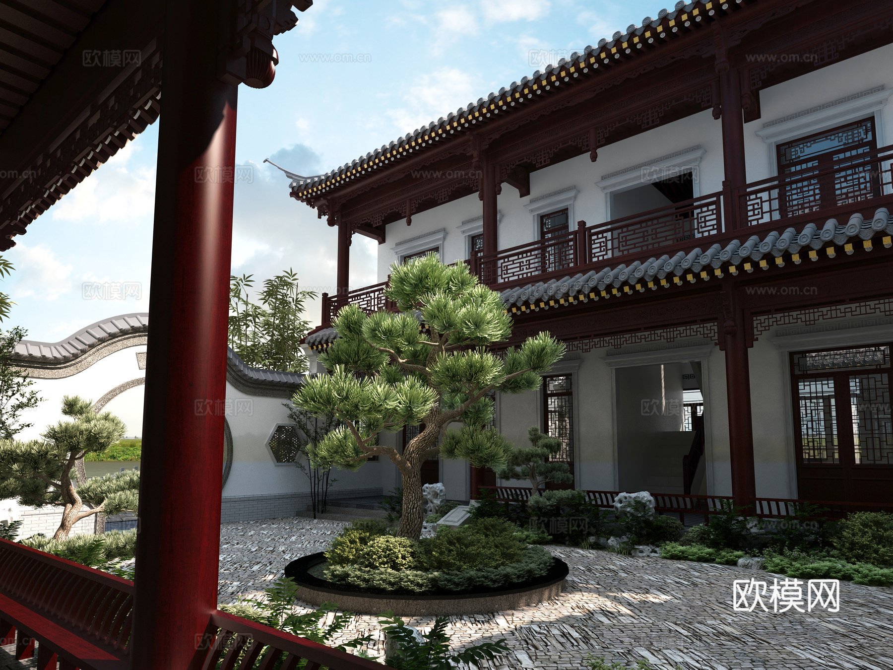 古建 民宿 中式建筑 园林 斗拱 挑檐 江南 灰派3d模型