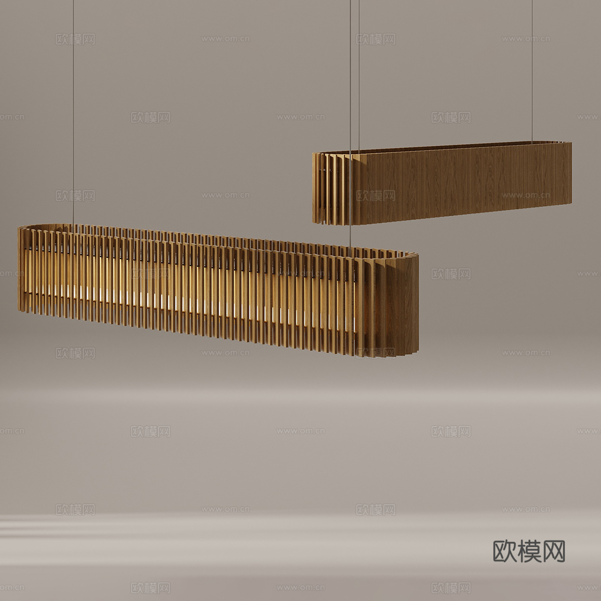 现代意式木制艺术吊灯3d模型