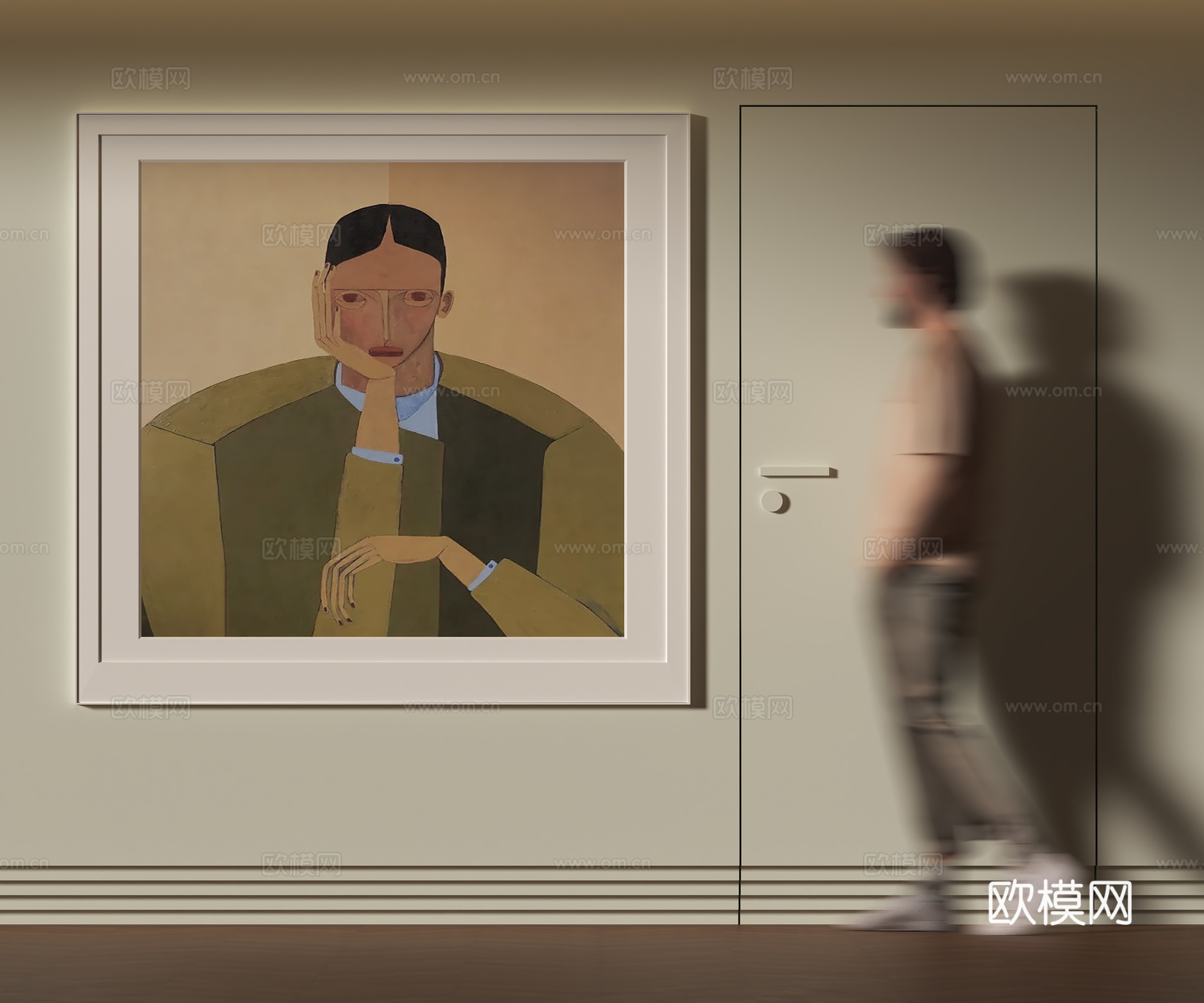现代抽象人物挂画su模型