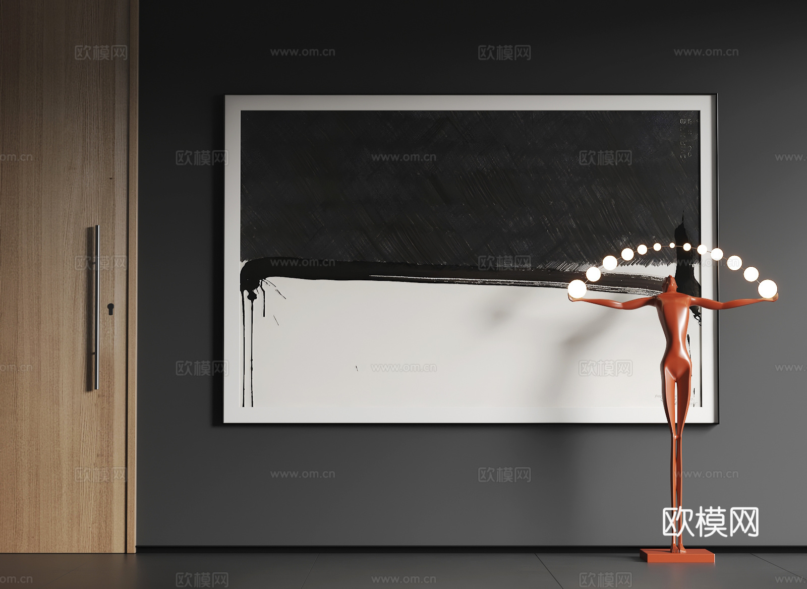 现代大幅挂画  现代抽象挂画  现代简约挂画3d模型