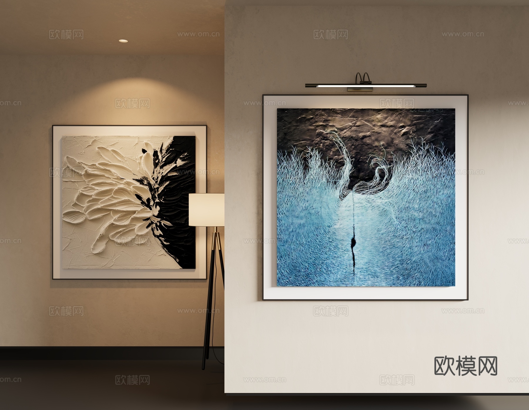 现代意式抽象挂画3d模型