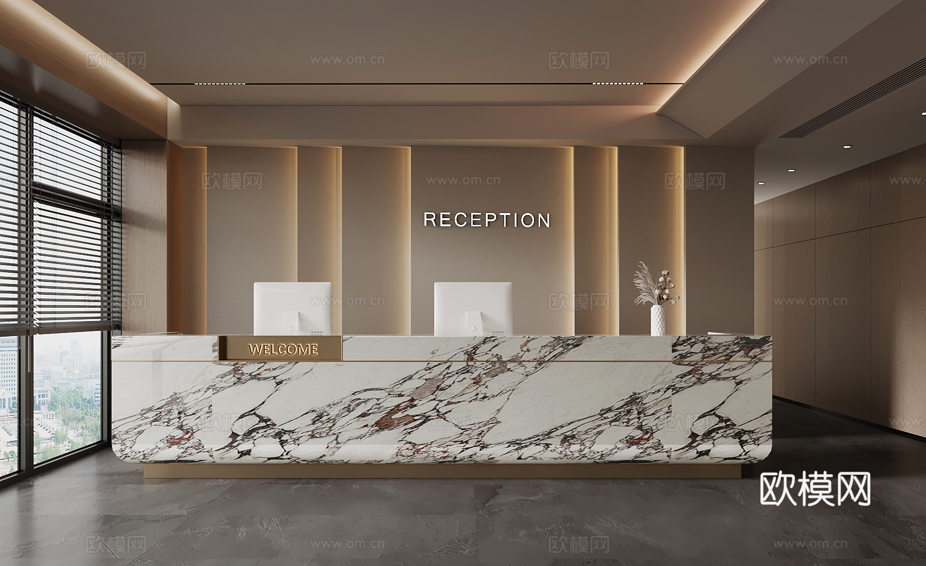 现代前台 咨询台 接待台3d模型
