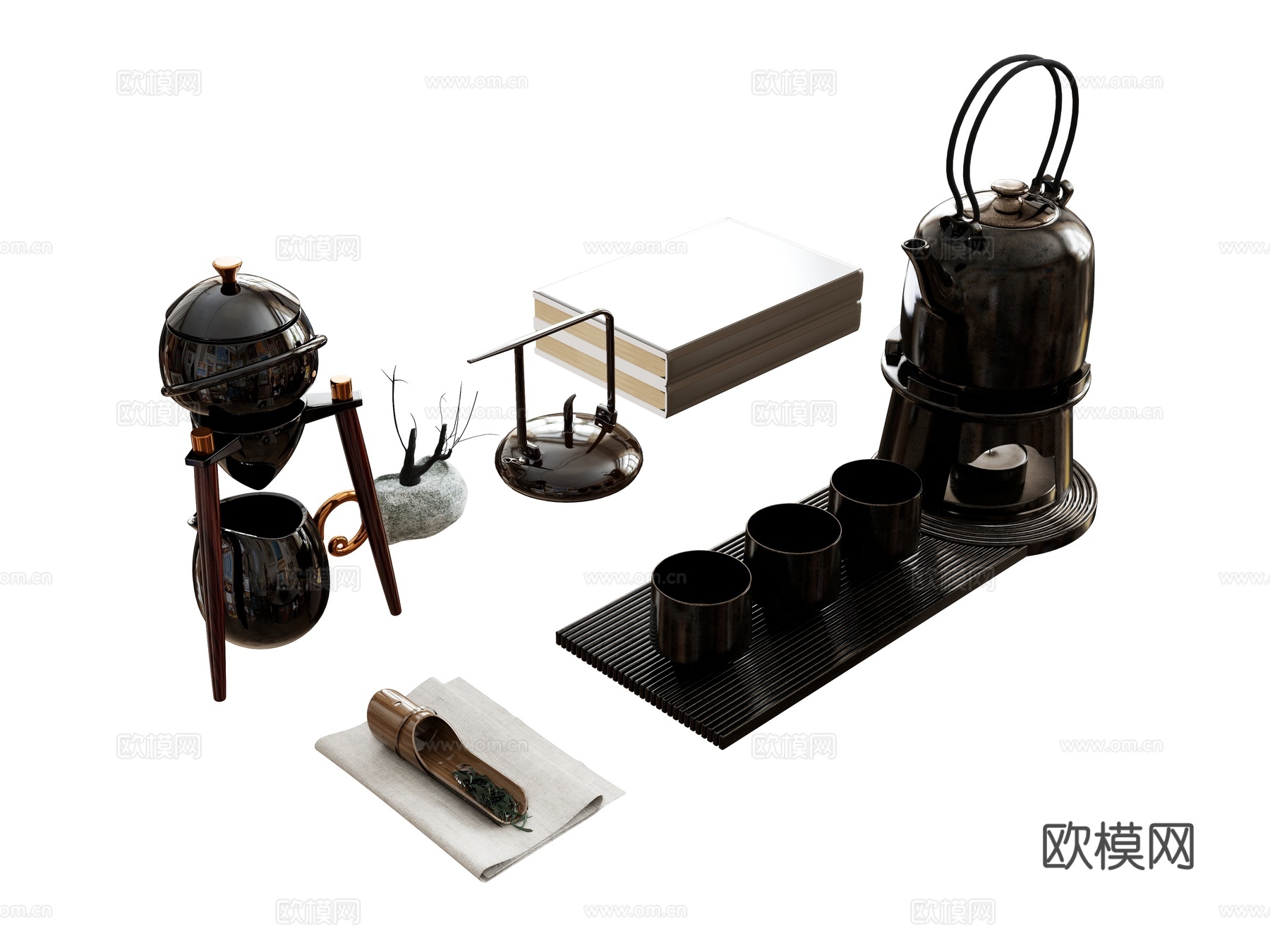 茶具茶壶茶杯  茶托su模型