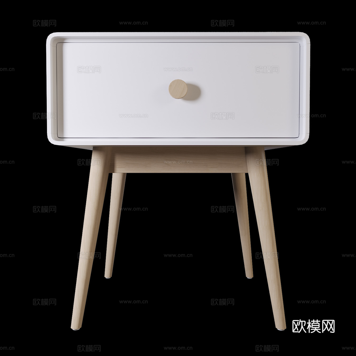 现代北欧原木床头柜3d模型